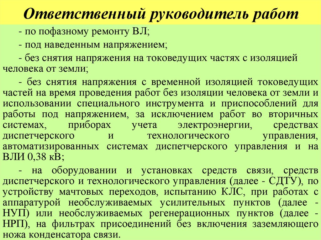 Ответственный руководитель работ