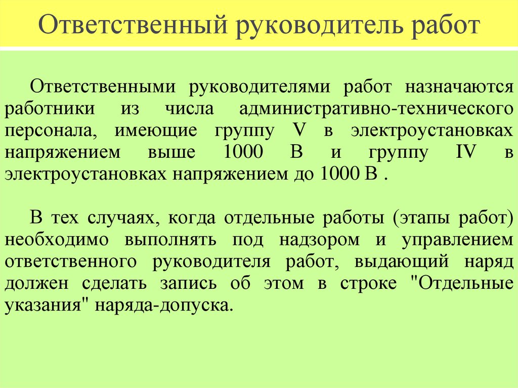 Ответственный руководитель работ