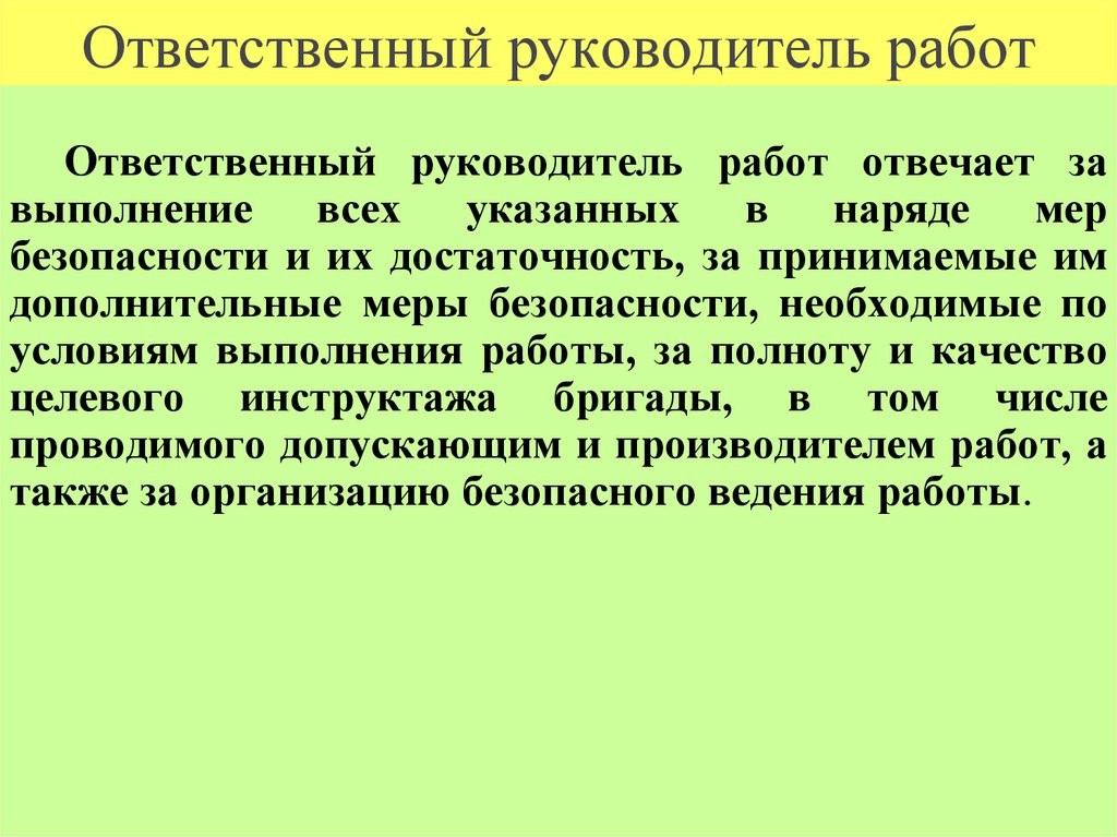Ответственный руководитель работ
