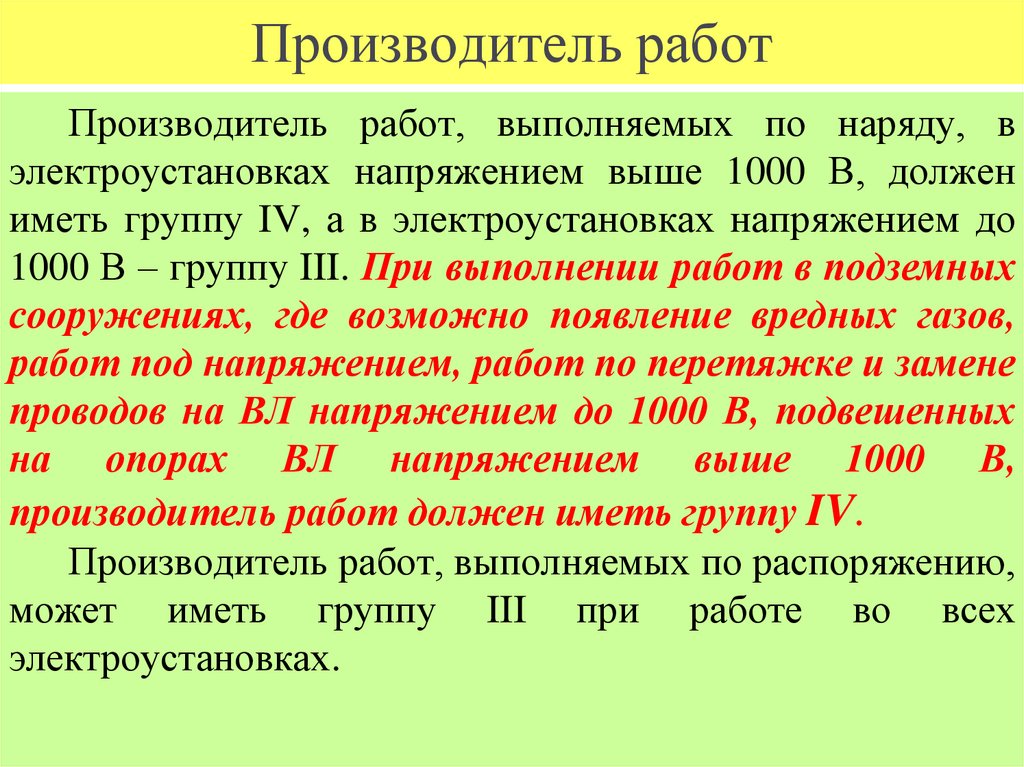 Производитель работ