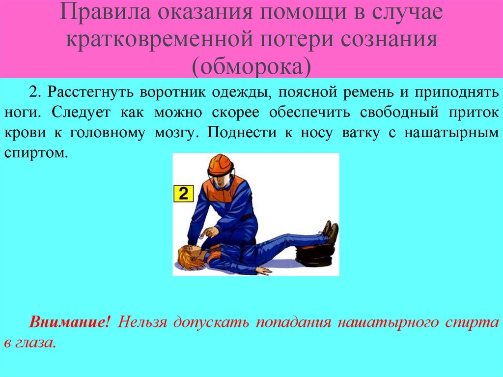 Правила оказания помощи в случае кратковременной потери сознания (обморока)
