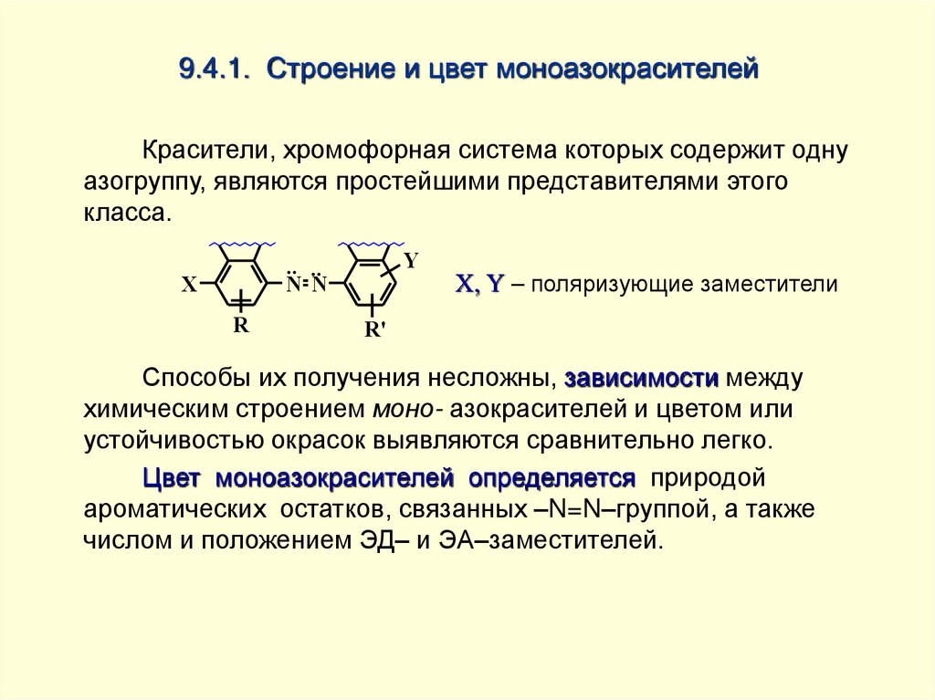 9.4.1. Строение и цвет моноазокрасителей