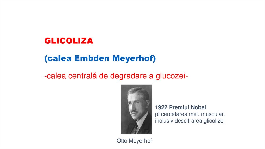 GLICOLIZA (calea Embden Meyerhof) -calea centrală de degradare a glucozei-