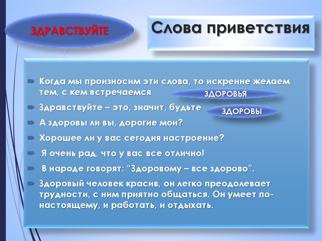 Слова приветствия