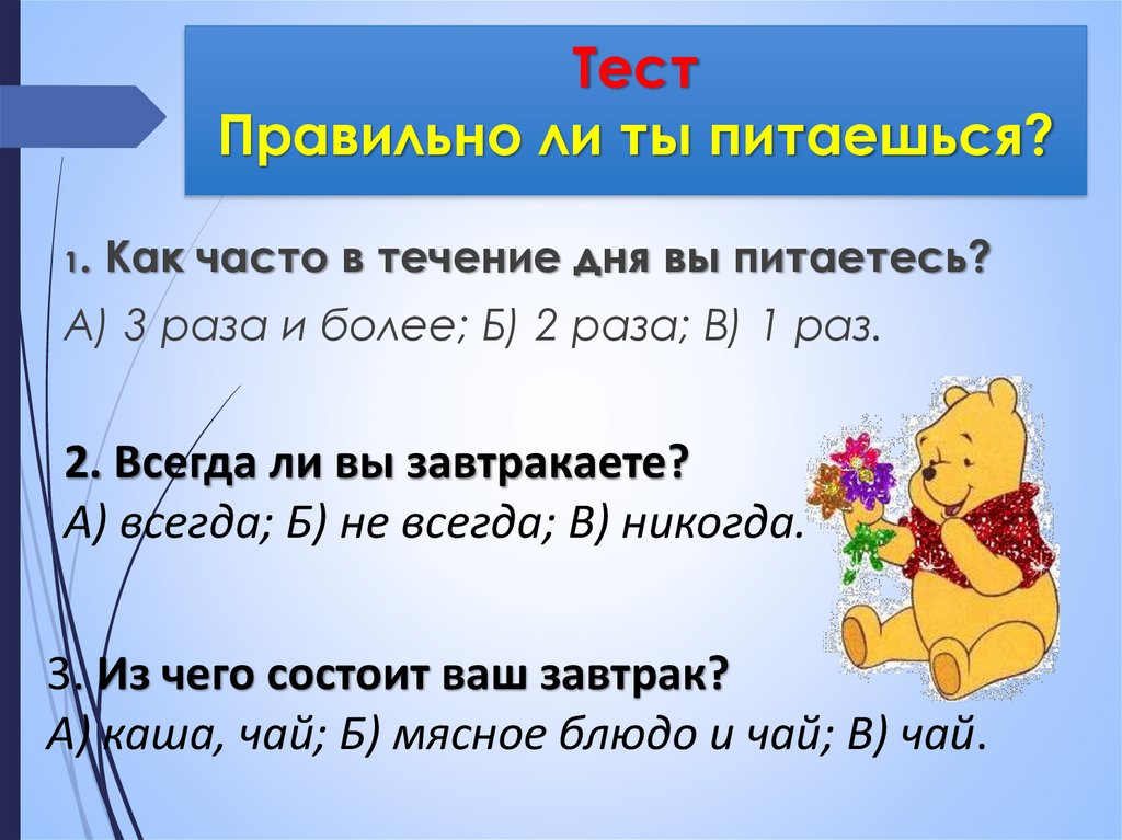 Тест Правильно ли ты питаешься?