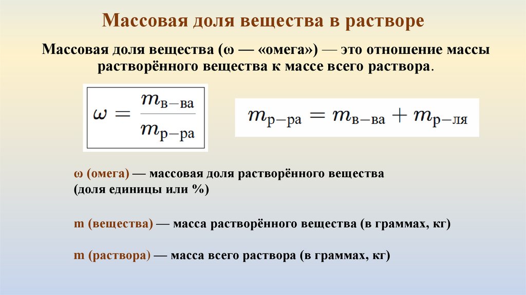 Массовая доля вещества в растворе