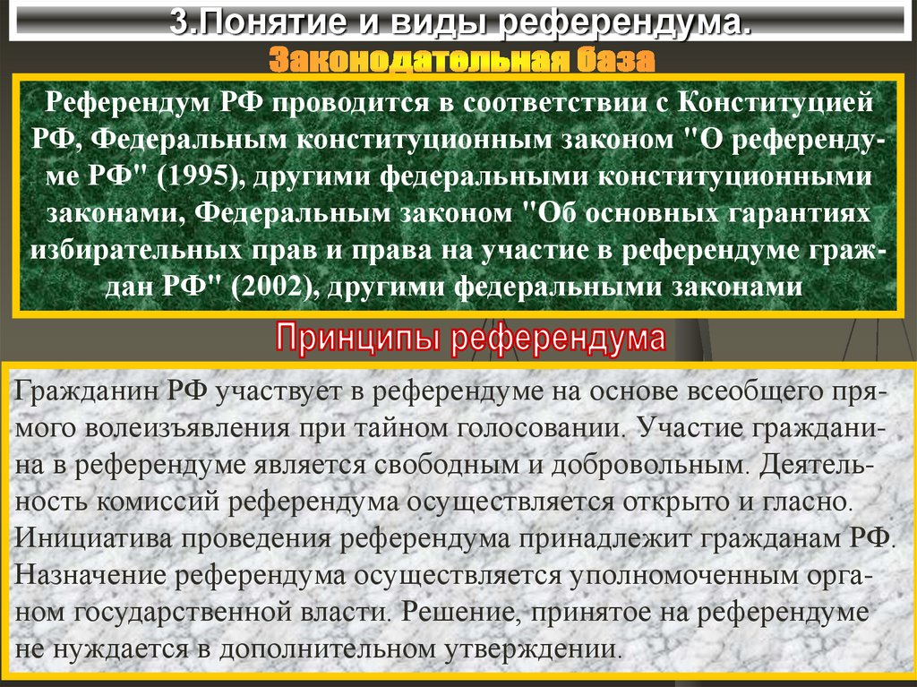 3.Понятие и виды референдума.