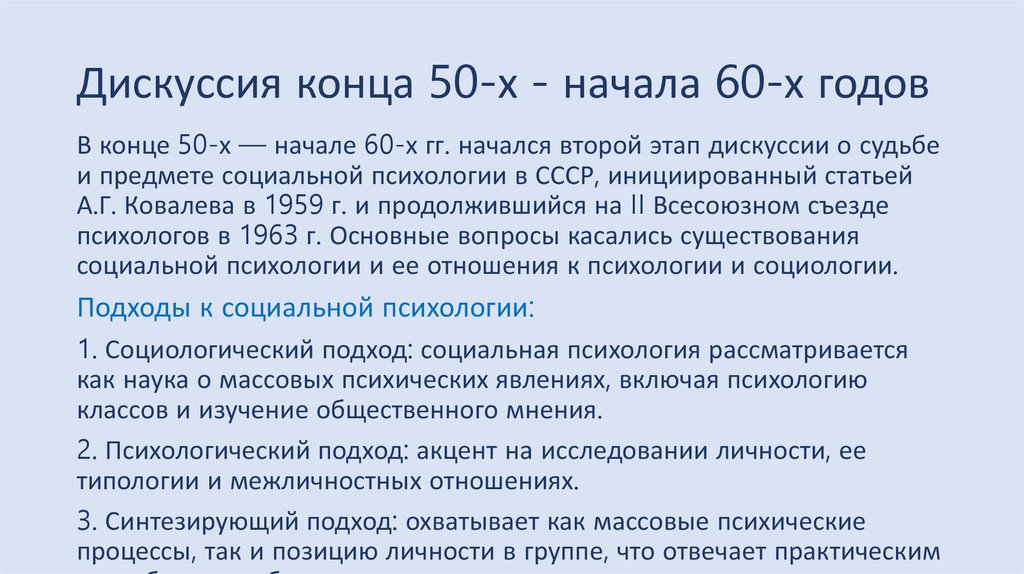 Дискуссия конца 50-х - начала 60-х годов