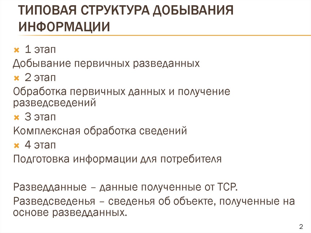 Типовая структура добывания информации