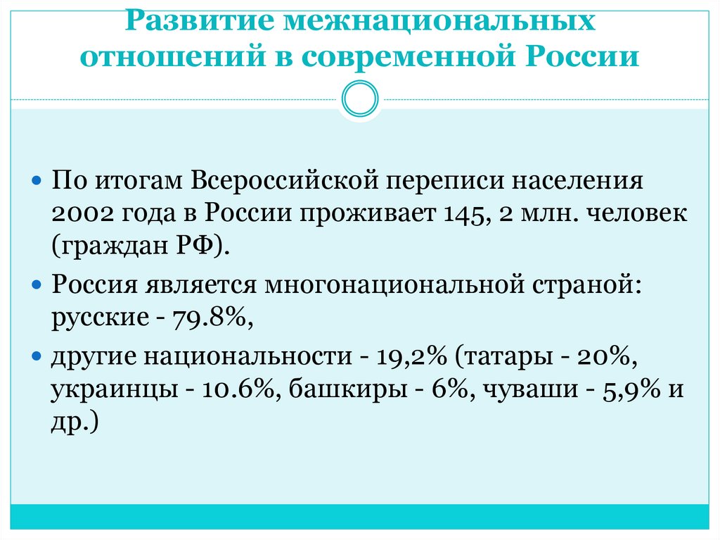 Развитие межнациональных отношений в современной России