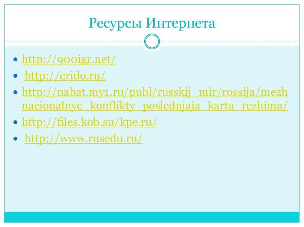 Ресурсы Интернета
