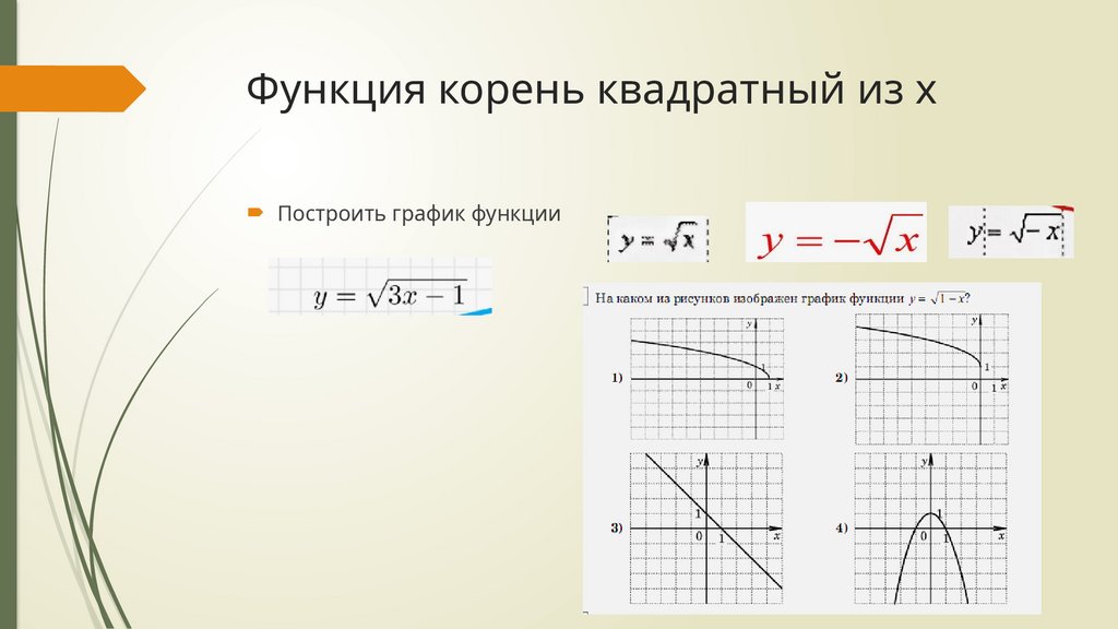 Функция корень квадратный из х