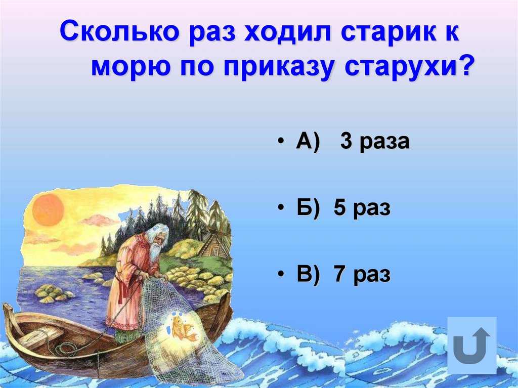 Сколько раз ходил старик к морю по приказу старухи?