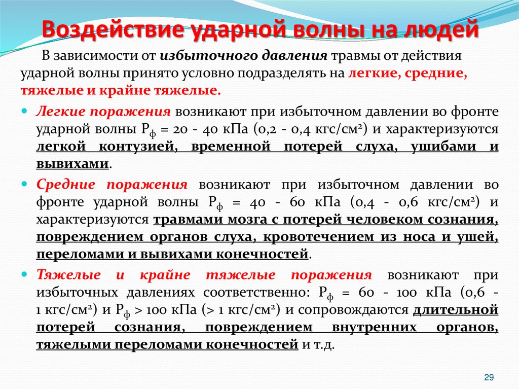 Воздействие ударной волны на людей