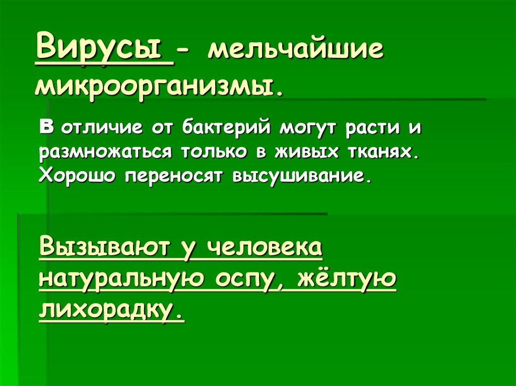 Вирусы - мельчайшие микроорганизмы.