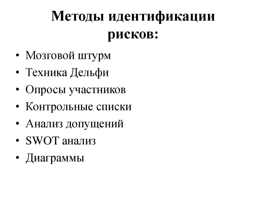 Методы идентификации рисков: