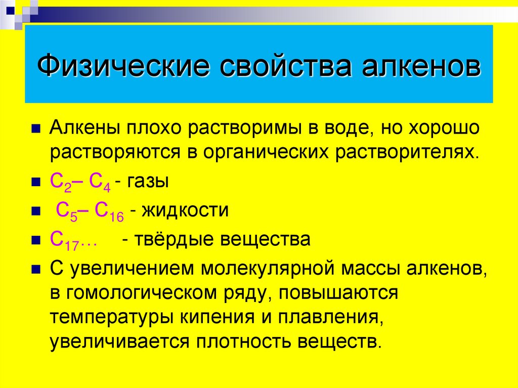 Физические свойства алкенов