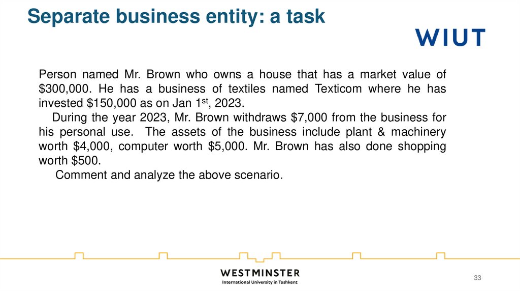 Separate business entity task