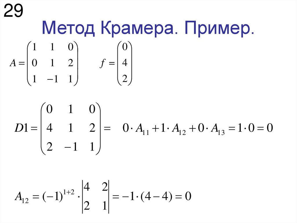 Метод Крамера. Пример.