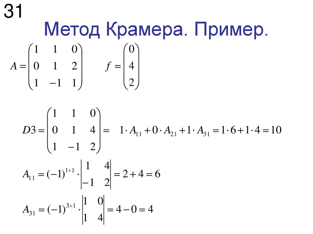 Метод Крамера. Пример.