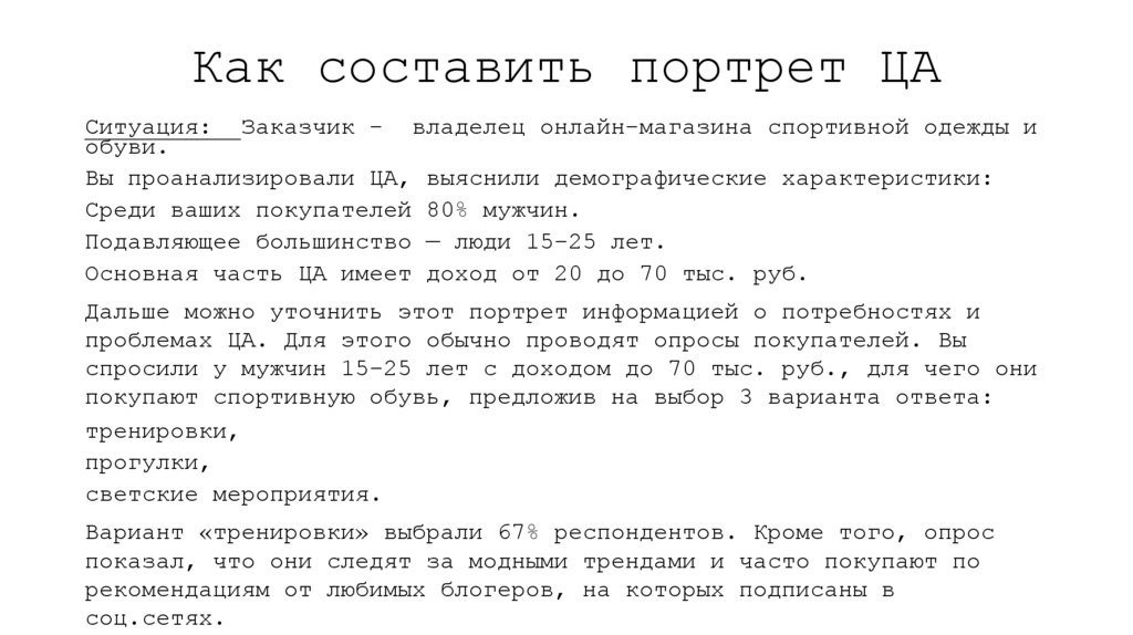 Как составить портрет ЦА
