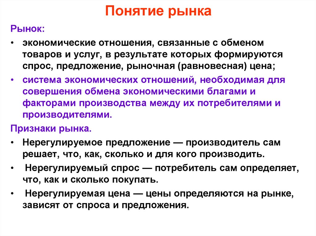 Понятие рынка