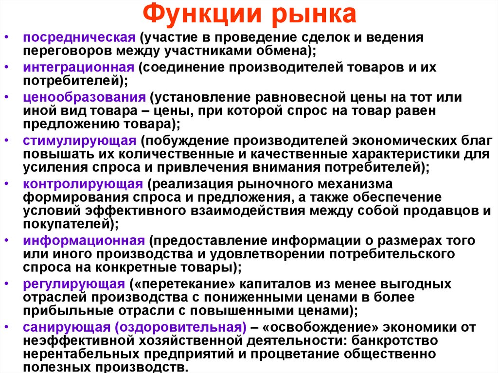 Функции рынка