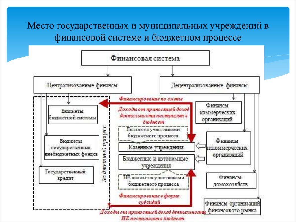 Место государственных и муниципальных учреждений в финансовой системе и бюджетном процессе
