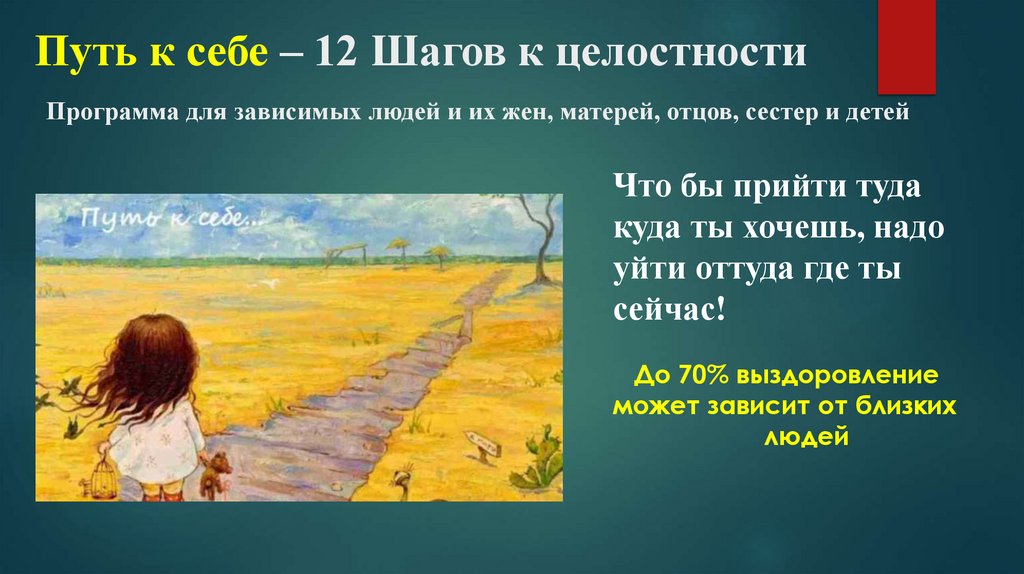 Путь к себе – 12 Шагов к целостности Программа для зависимых людей и их жен, матерей, отцов, сестер и детей