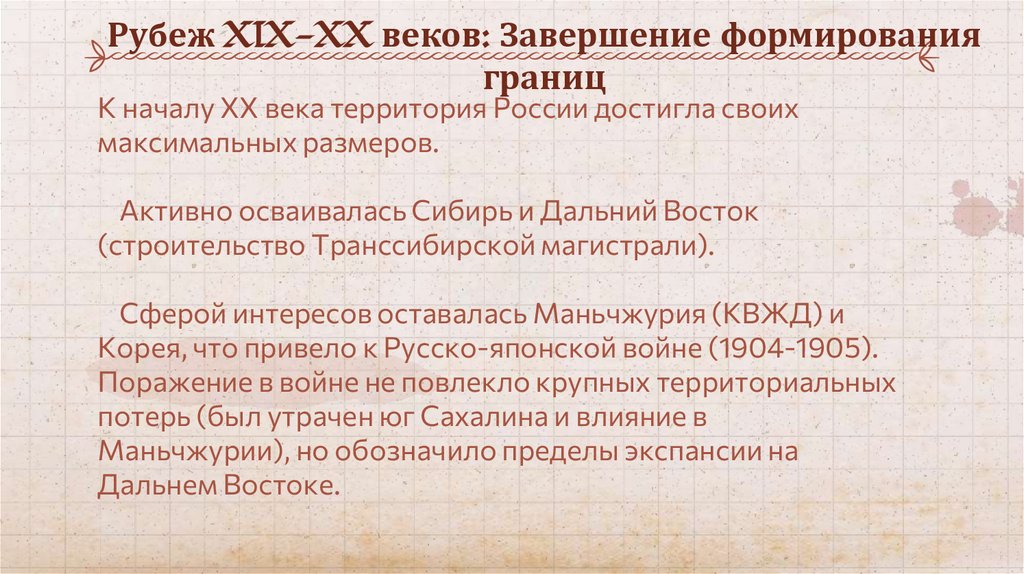 Рубеж XIX-XX веков: Завершение формирования границ