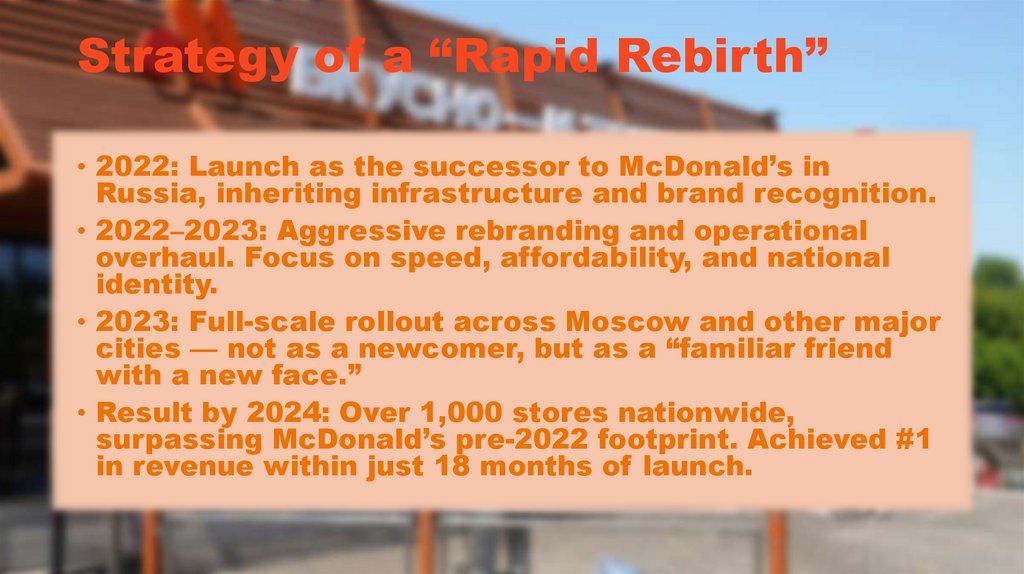 Strategy of a “Rapid Rebirth”