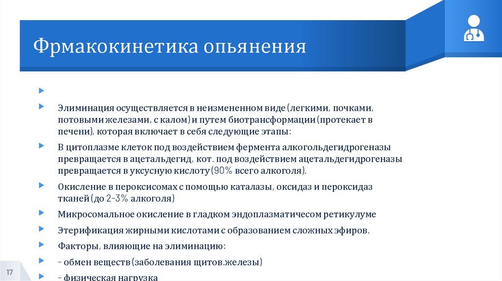 Фрмакокинетика опьянения