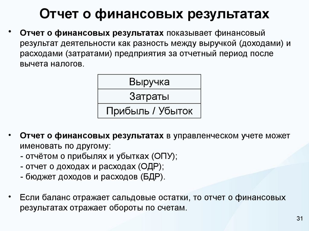Отчет о финансовых результатах