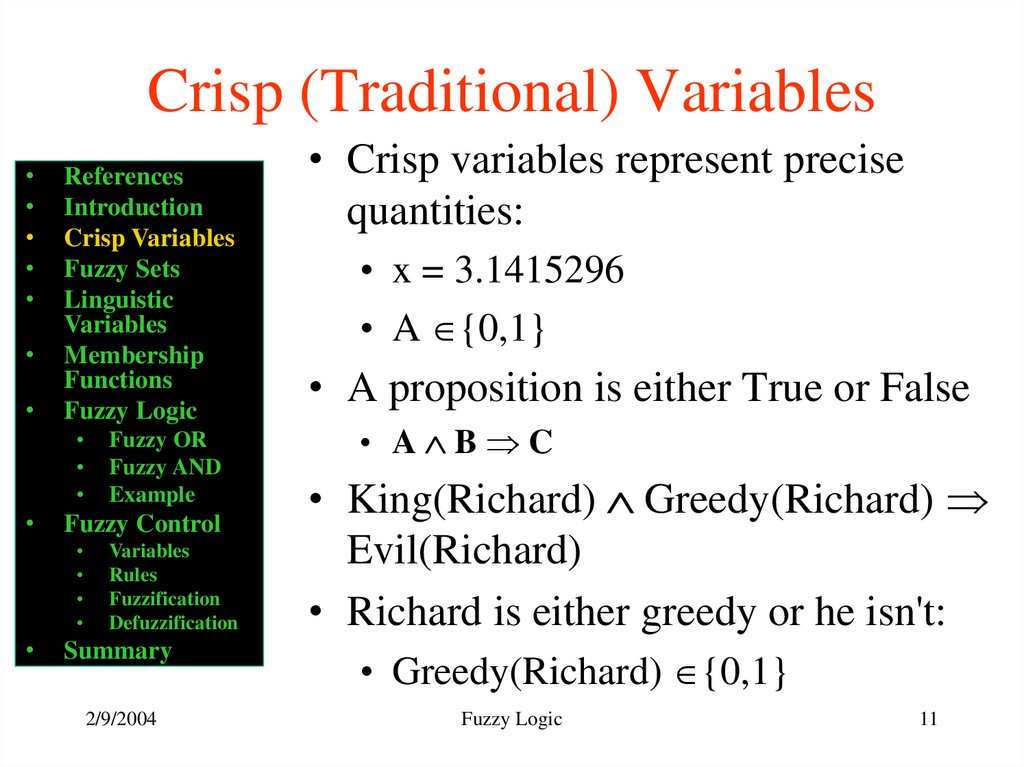 Crisp (Traditional) Variables