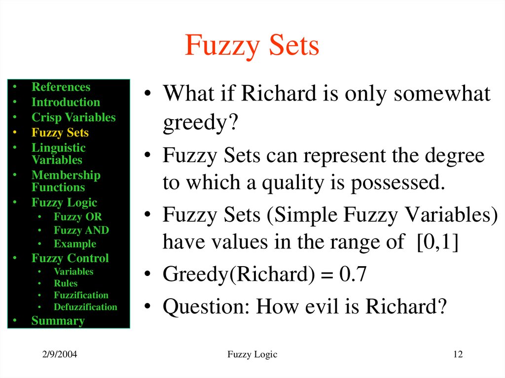 Fuzzy Sets