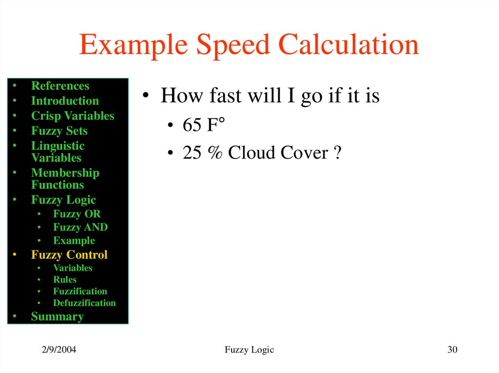 Example Speed Calculation