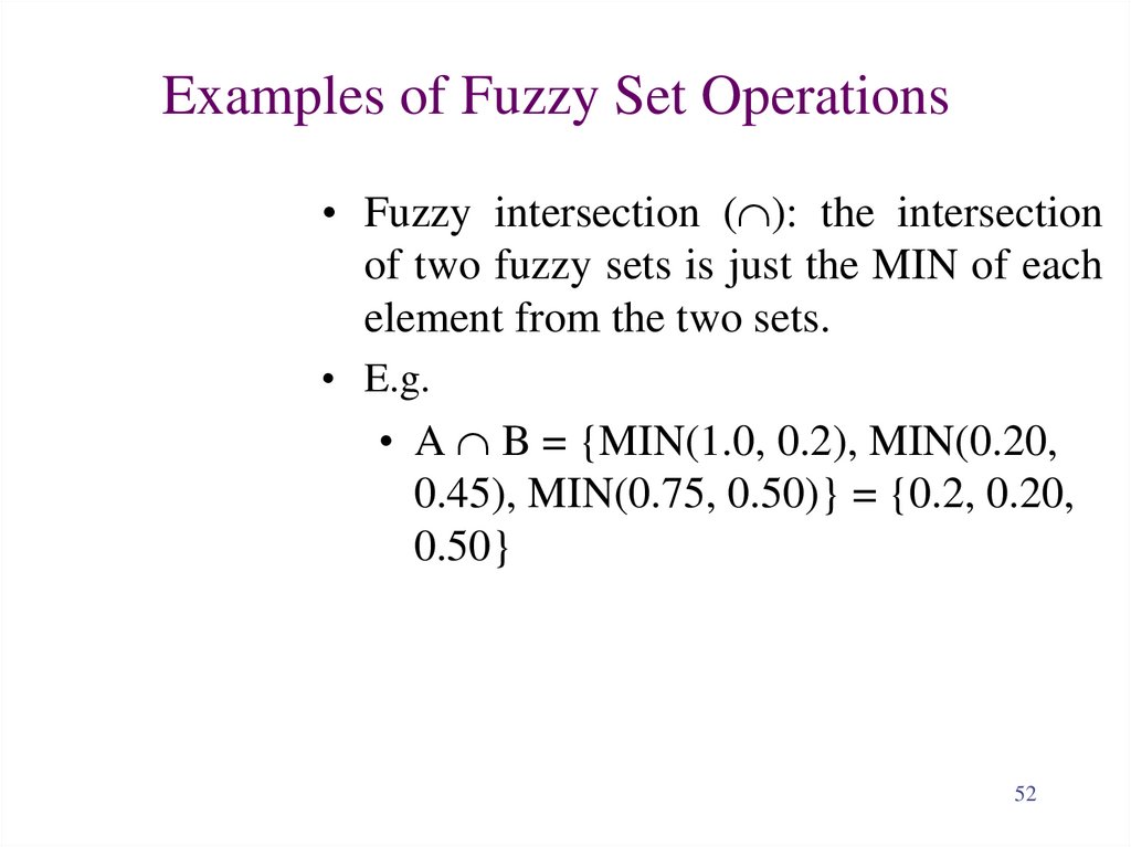 Examples of Fuzzy Set Operations
