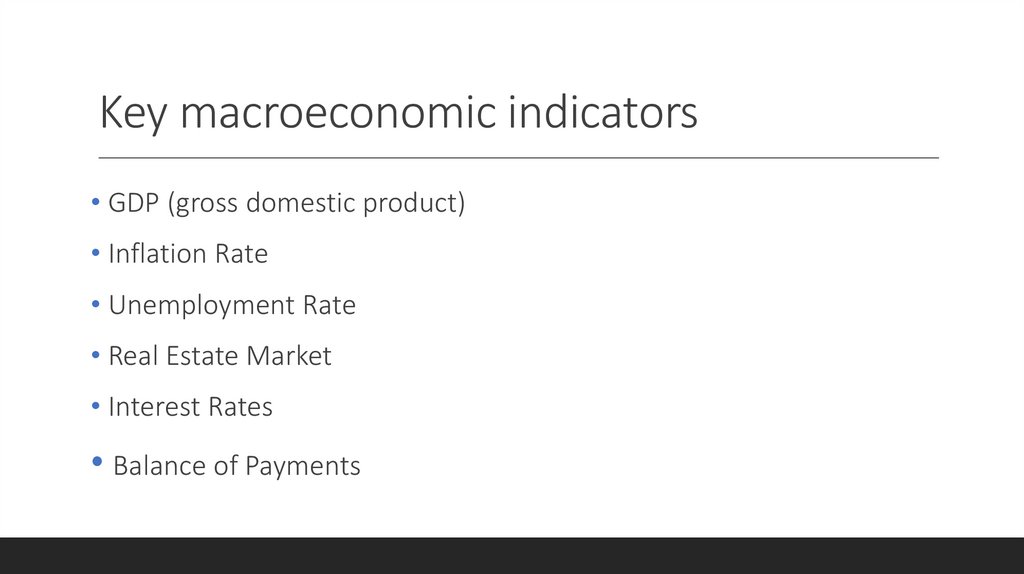 Key macroeconomic indicators