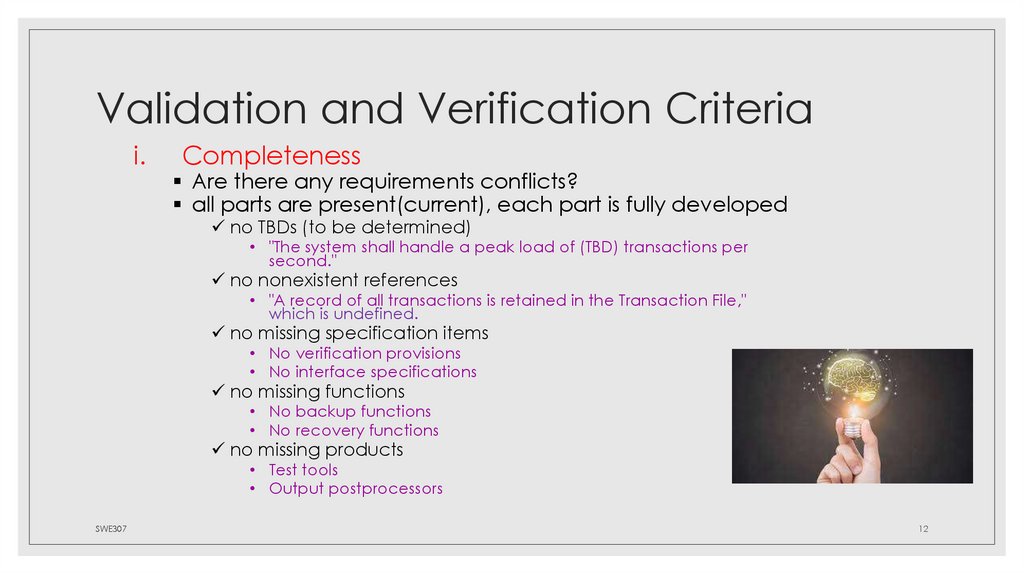 Validation and Verification Criteria