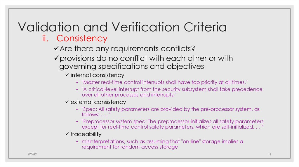 Validation and Verification Criteria