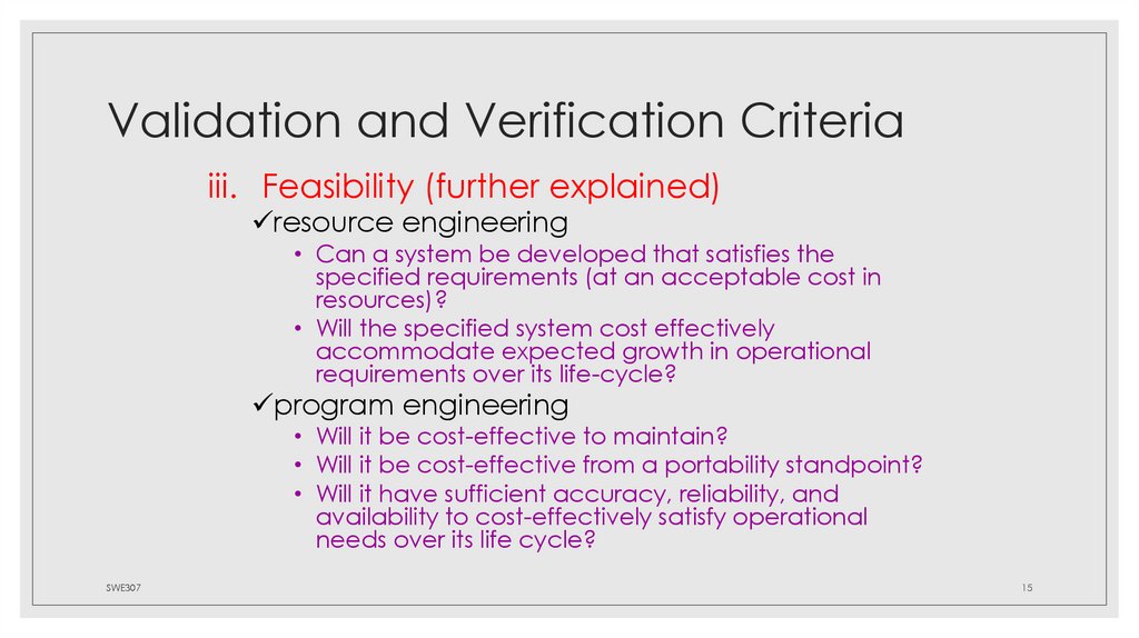 Validation and Verification Criteria