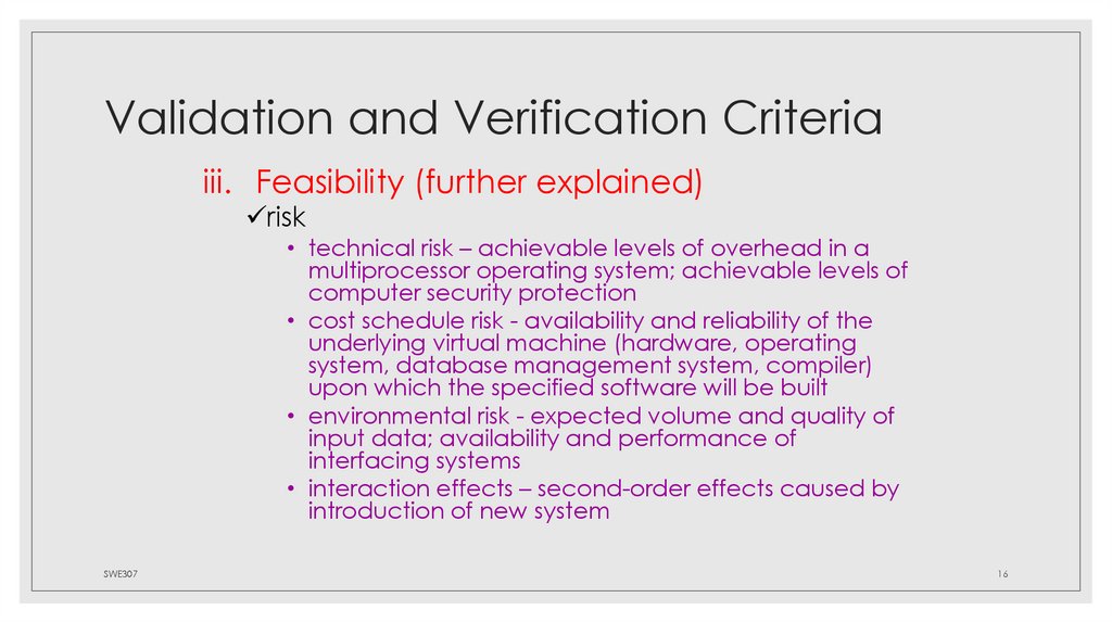 Validation and Verification Criteria
