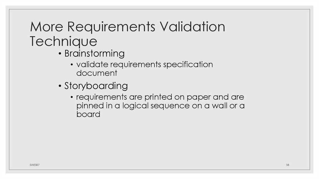 More Requirements Validation Technique