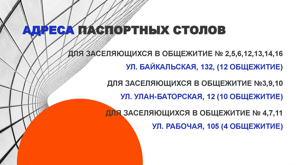 Адреса паспортных столов