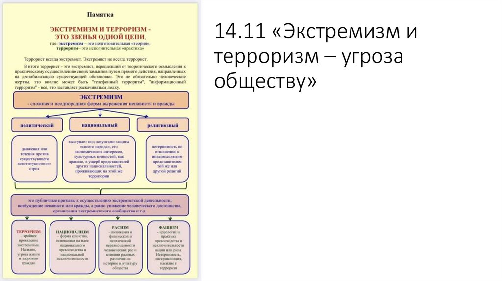 14.11 «Экстремизм и терроризм – угроза обществу»