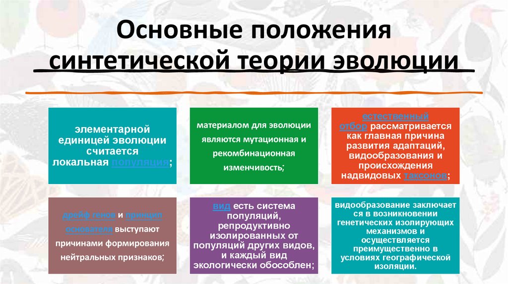 Основные положения синтетической теории эволюции