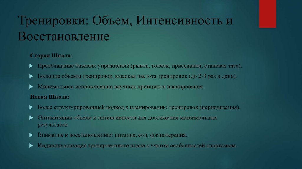 Тренировки: Объем, Интенсивность и Восстановление