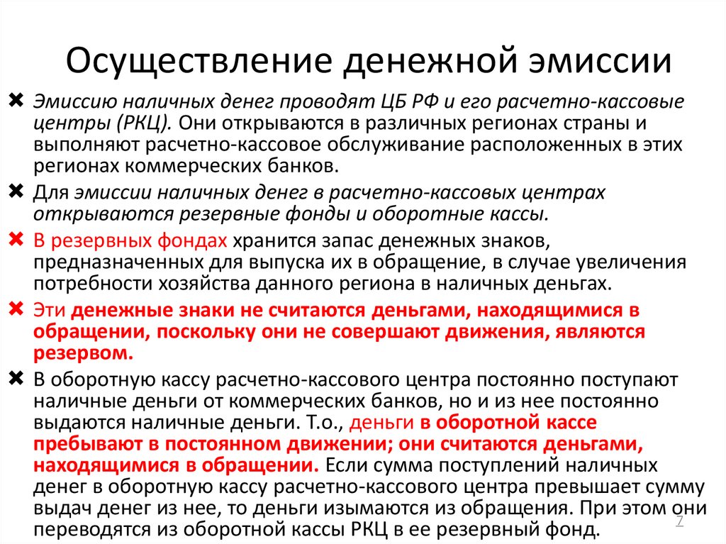 Осуществление денежной эмиссии