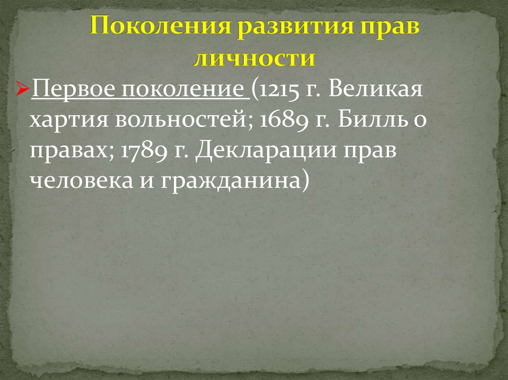 Поколения развития прав личности