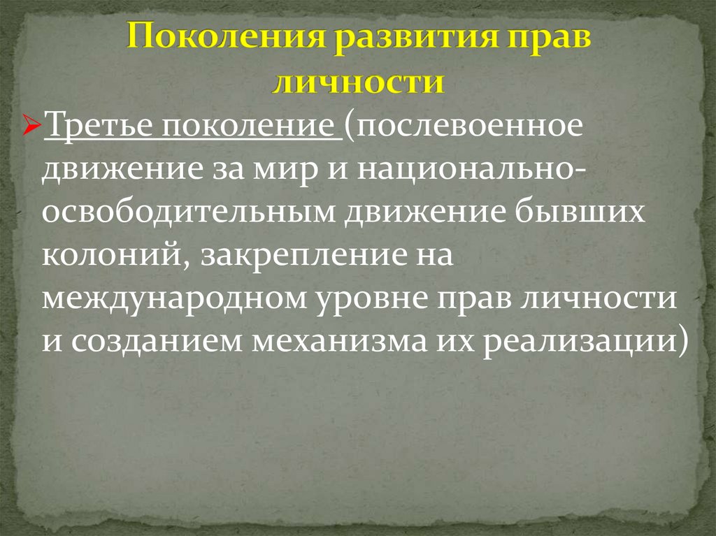 Поколения развития прав личности